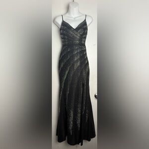 Windsor Mermaid Beaded Black Evening Dress with Slit